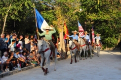 the opening of a horse exhibition within the grounds of a typical 19th century hacienda compound.