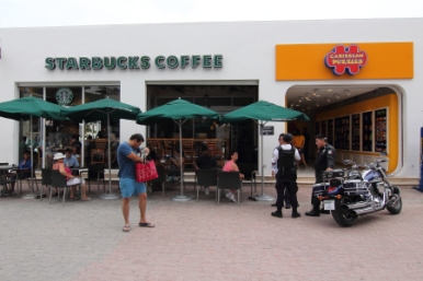 One of several starbuck's in Playa, looks like if you drink to much coffee the police will give you a ticket for being under the influence of caffeine.