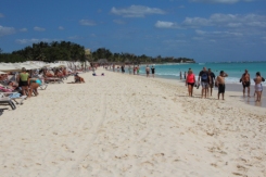 lots of people like to walk along the shores of the carribean sea
