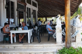 A beachfront restaurant in the center of town