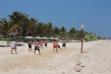 Volleyball game at La Luna beach club