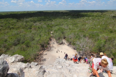 a view of the surrounding environment from the top of Nohoch Pyramid