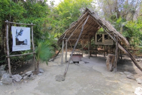 recreation of a chiclero camp production facility where sap from the chicle tree was boiled down and cast into blocks that formed a base for chewing gum later called chiclets