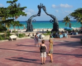 a monument about the Mayan people in playa del carmen on the caribbean sea