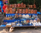Vendors with souvenirs are conveniently located near all buildings.