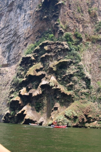 a view of some rock outcroppings also carved by the river