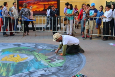 A sidewalk art contest in the main plaza