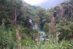 There are zip lines on both sides of the trails at the base of Velo de Novia falls enabling a round trip view of the surroundings