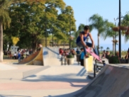 There is a skateboard park on the malecon