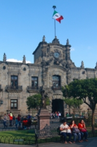 Entrance to the Palacio de Gobierno (state government headquarters) is an example of the colonial style architecture which is most prevalent in the city. It was completed in 1774 and has many columns, arches and murals inside.
