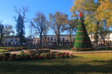 the main plaza of Patzcuaro with christmas decorations