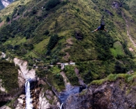 Zip line over the manto de la novia waterfalls. Its your choice of head first or feet first.