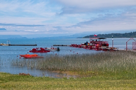 A view of Lake Villarica and a few boat rentals from the village of Villarica